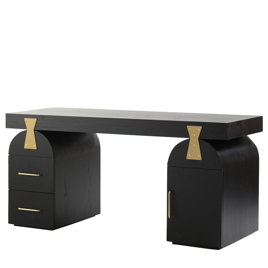 1.55m New Elm Home Office Desk | Full Black | Myka Home