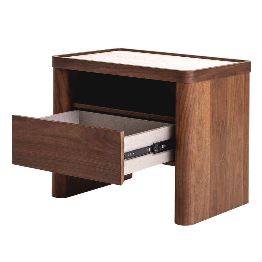 Glass Top Bedside Table | Walnut | Myka Home - View 6