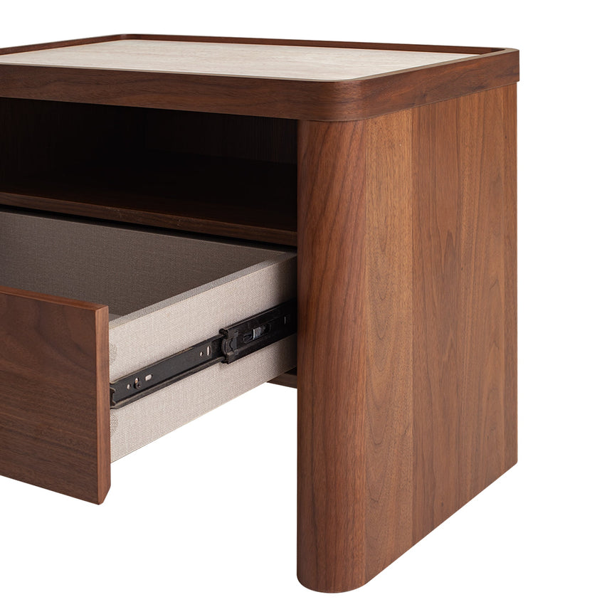 Glass Top Bedside Table | Walnut | Myka Home - View 7