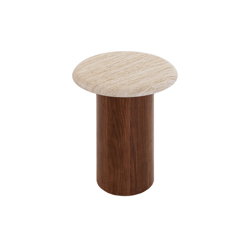 Walnut Side Table | Stone Look Beige | Myka Home - View 3