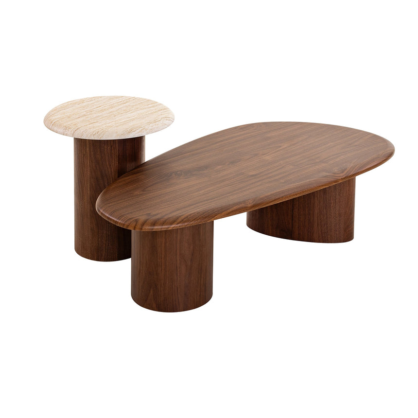 Walnut Side Table | Stone Look Beige | Myka Home - View 8