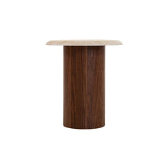 CST10253-IG Walnut Side Table - Stone Look Beige