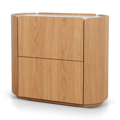 60CM Bedside Table | Natural Oak With Marble Top | Myka Home