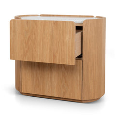 60CM Bedside Table | Natural Oak With Marble Top | Myka Home
