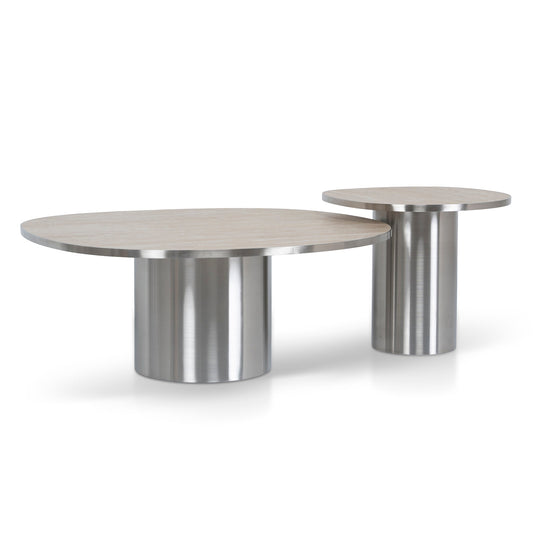 Nested Porcelain Coffee Table | Stainless Steel | Myka Home