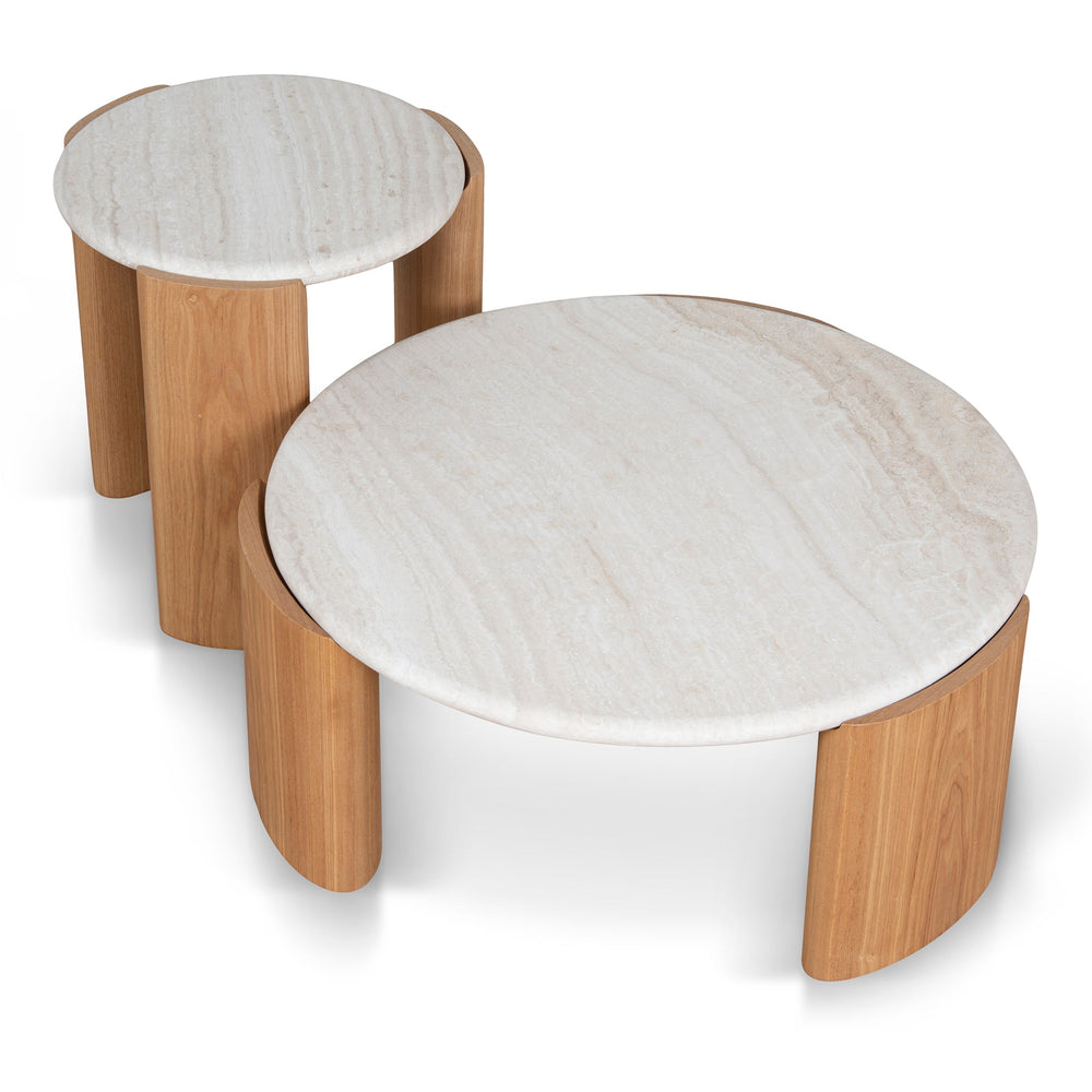 Nested Travertine Coffee Table | Natural | Myka Home - View 2