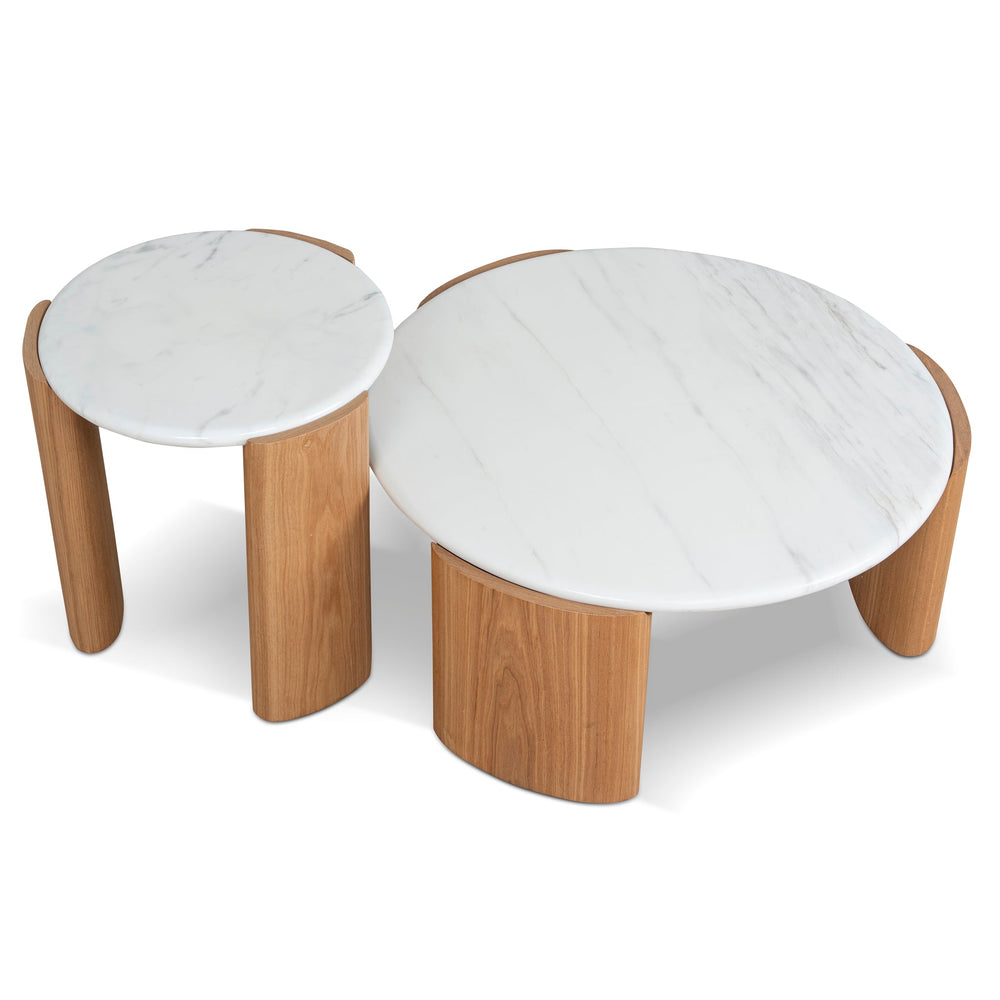 Nested Carrara Marble Coffee Table | Natural | Myka Home - View 3