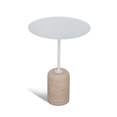 45cm Matte White Side Table | Travertine | Myka Home