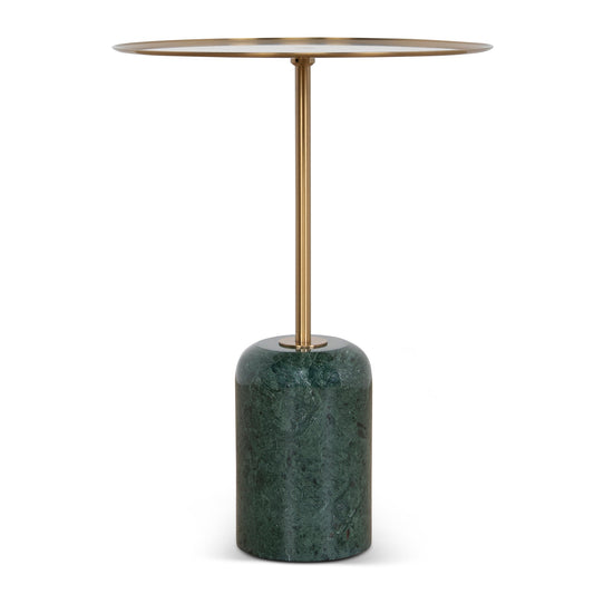 45cm Brushed Gold Side Table | Green Crystal | Myka Home