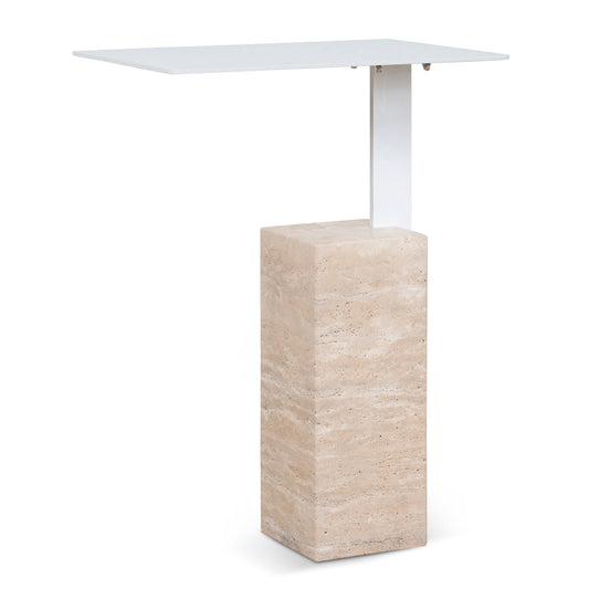 40cm Matte White Side Table | Natural | Myka Home