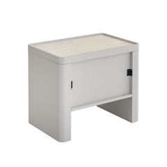 Glass Top Bedside Table | Warm Grey | Myka Home