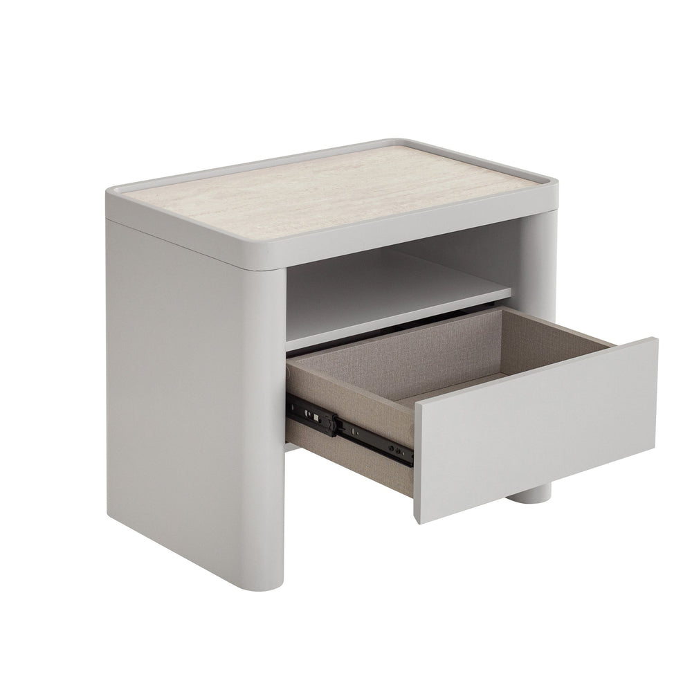 Glass Top Bedside Table | Warm Grey | Myka Home - View 5