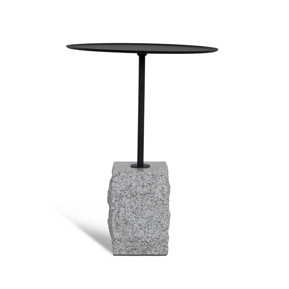 45cm Matte Black Side Table | Faceted Granite Marble | Myka Home - View 2