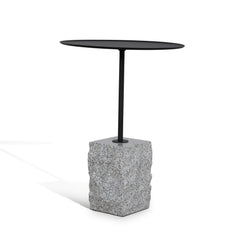 45cm Matte Black Side Table | Faceted Granite Marble | Myka Home