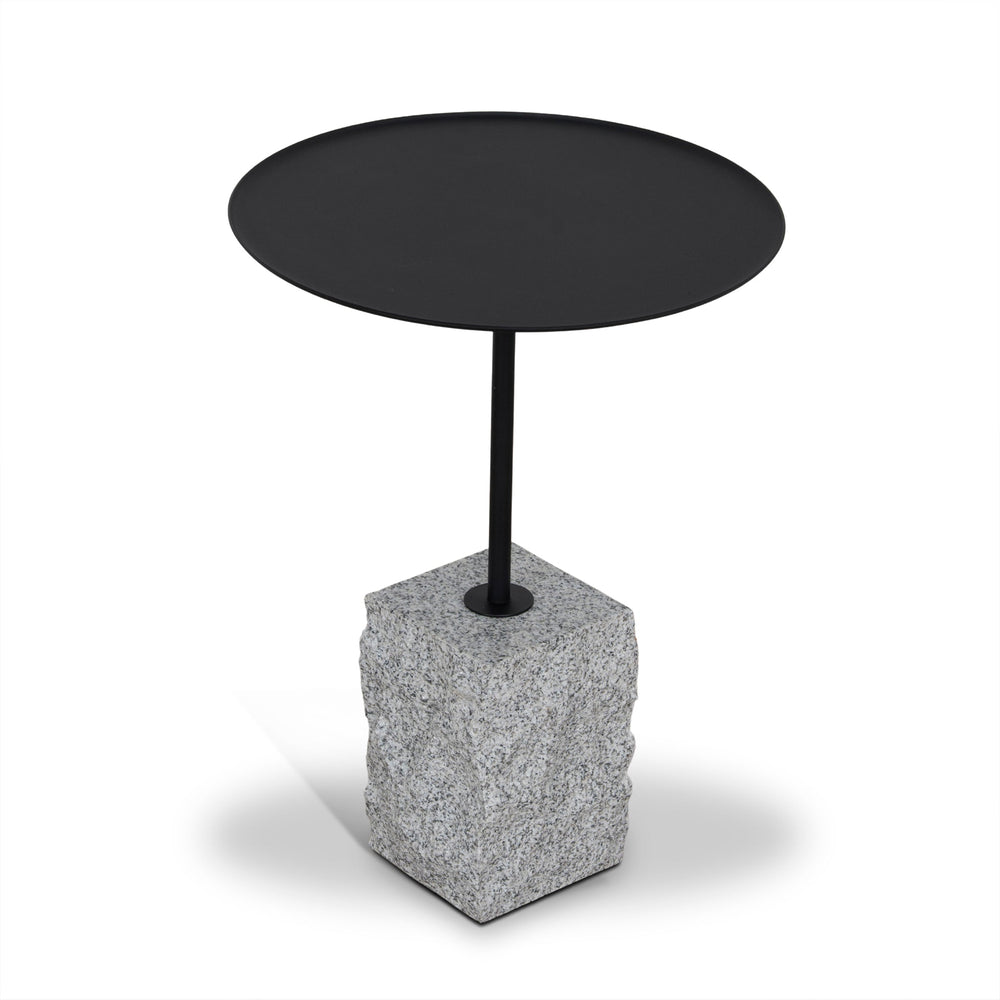 45cm Matte Black Side Table | Faceted Granite Marble | Myka Home - View 3