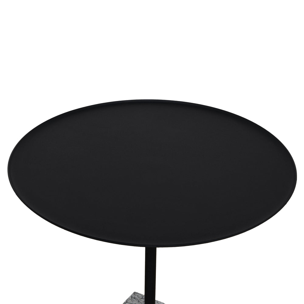 45cm Matte Black Side Table | Faceted Granite Marble | Myka Home - View 4