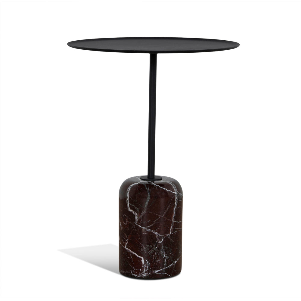 45cm Matte Black Side Table | Rosso Levanto Marble | Myka Home