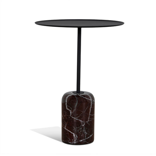 45cm Matte Black Side Table | Rosso Levanto Marble | Myka Home