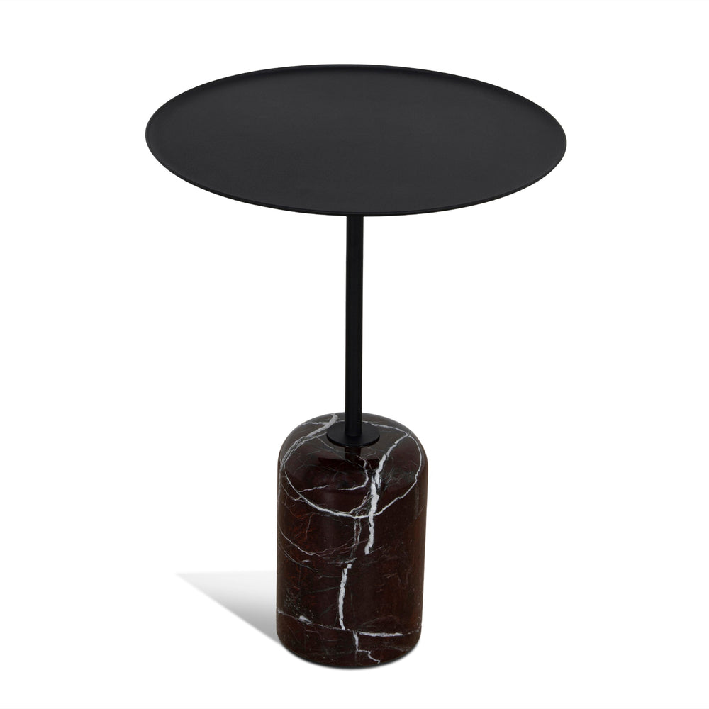 45cm Matte Black Side Table | Rosso Levanto Marble | Myka Home - View 2