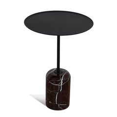45cm Matte Black Side Table | Rosso Levanto Marble | Myka Home