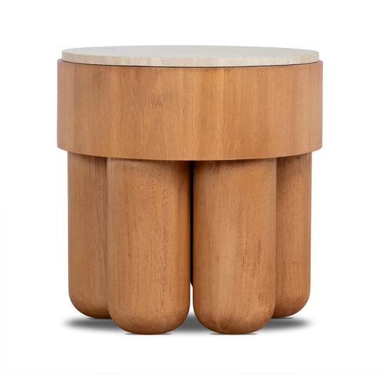 50cm Round Travertine Side Table | Natural | Myka Home