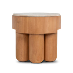 50cm Round Travertine Side Table | Natural | Myka Home