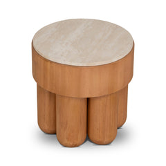 50cm Round Travertine Side Table | Natural | Myka Home