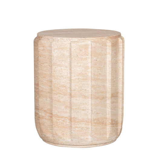 38cm Stool Side Table | Light Travertine Look | Myka Home