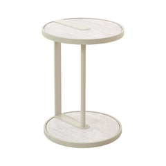 Beige Glass Side Table | Warm Grey | Myka Home