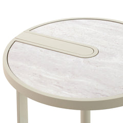 Beige Glass Side Table | Warm Grey | Myka Home