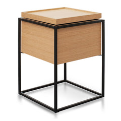 Ex Display - CST2203-IG Oak Side Table - Black Frame