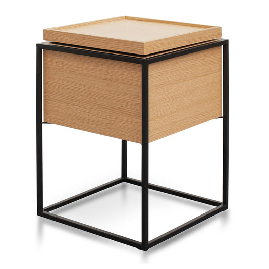 Ex Display - CST2203-IG Oak Side Table - Black Frame