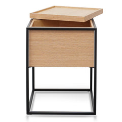 Ex Display - CST2203-IG Oak Side Table - Black Frame