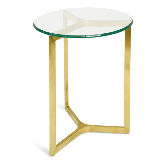CST2356-KS Round Glass Side Table - Gold Base