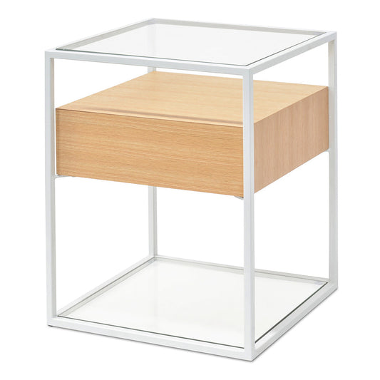 Ex Display - CST311N-IG Scandinavian Oak Side Table - White Metal Frame