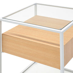 Ex Display - CST311N-IG Scandinavian Oak Side Table - White Metal Frame