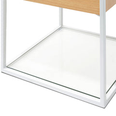 Ex Display - CST311N-IG Scandinavian Oak Side Table - White Metal Frame