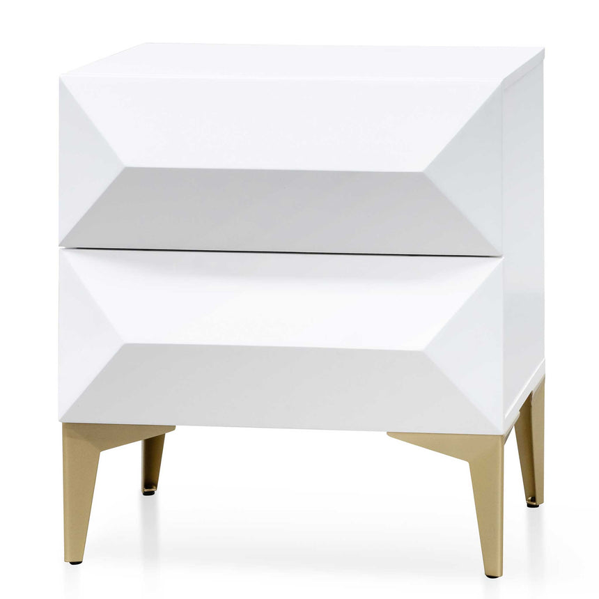 Wooden Side Table | White with Gold Legs | Myka Home - View 2