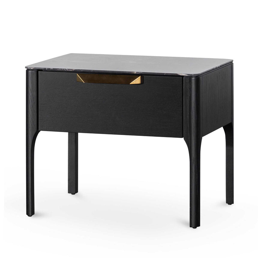 Bedside Table | Black with Porcelain Marble Top | Myka Home