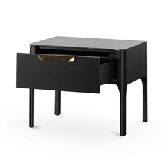 CST6529-CN Bedside Table - Black with Porcelain Marble Top