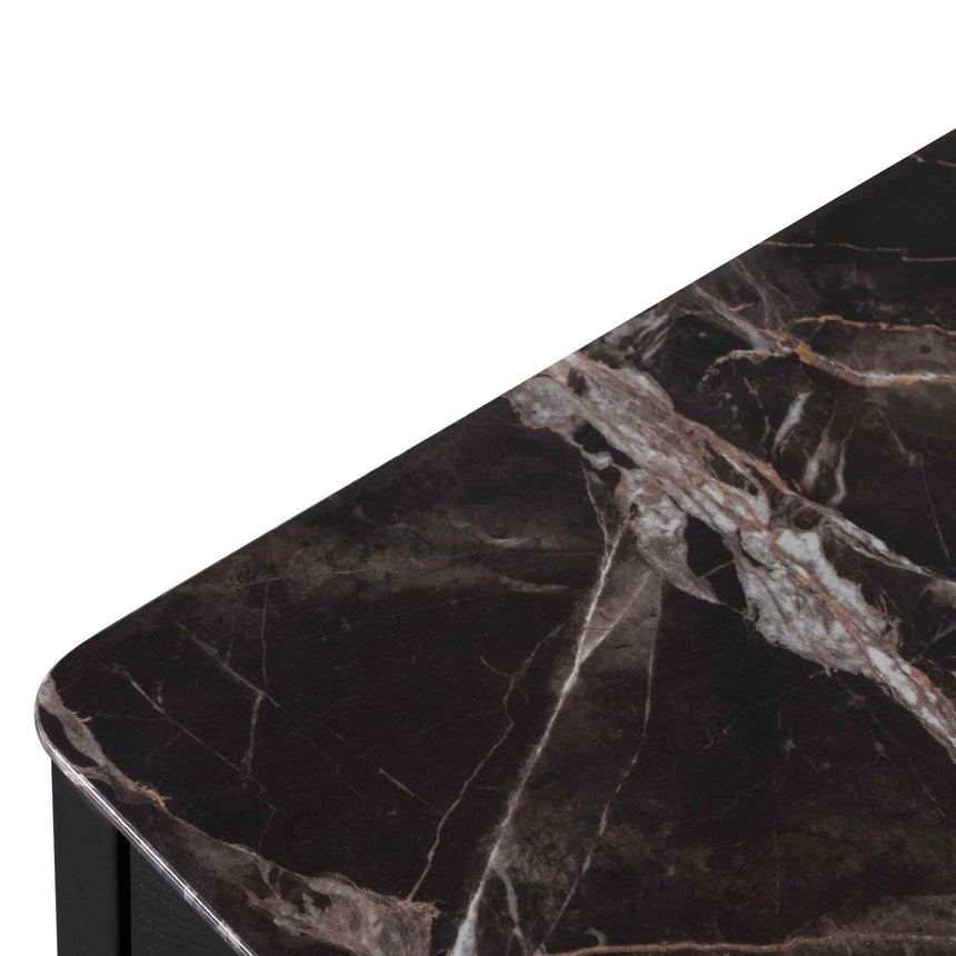 Bedside Table | Black with Porcelain Marble Top | Myka Home - View 8