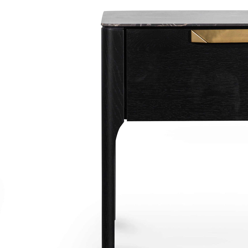 Bedside Table | Black with Porcelain Marble Top | Myka Home - View 4