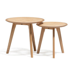 Nested Side Table | Natural with Rattan Top | Myka Home
