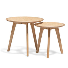 Nested Side Table | Natural with Rattan Top | Myka Home