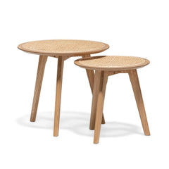 Nested Side Table | Natural with Rattan Top | Myka Home