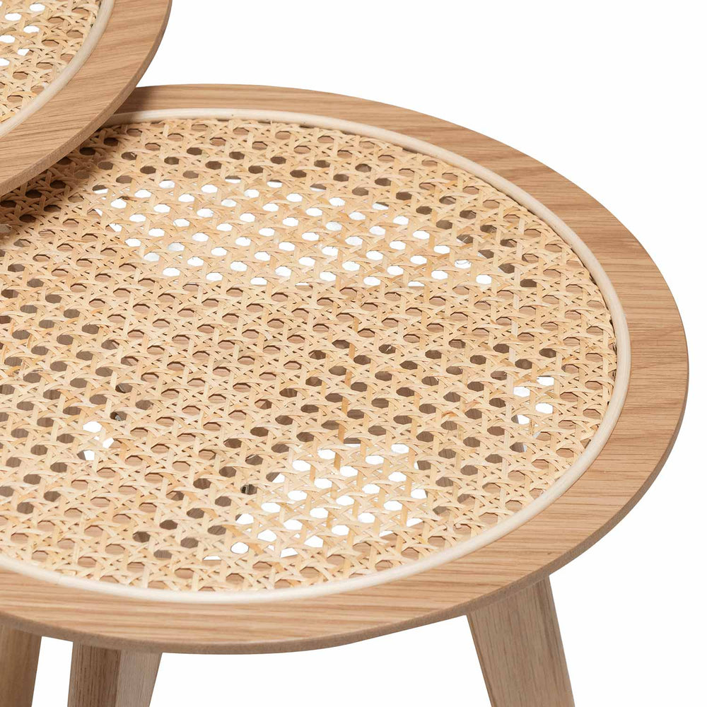 Nested Side Table | Natural with Rattan Top | Myka Home - View 4