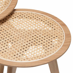 Nested Side Table | Natural with Rattan Top | Myka Home