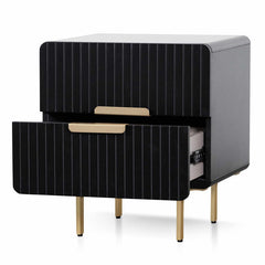 CST6735-IG Matte Black Bedside Table - Brass Legs and Handle