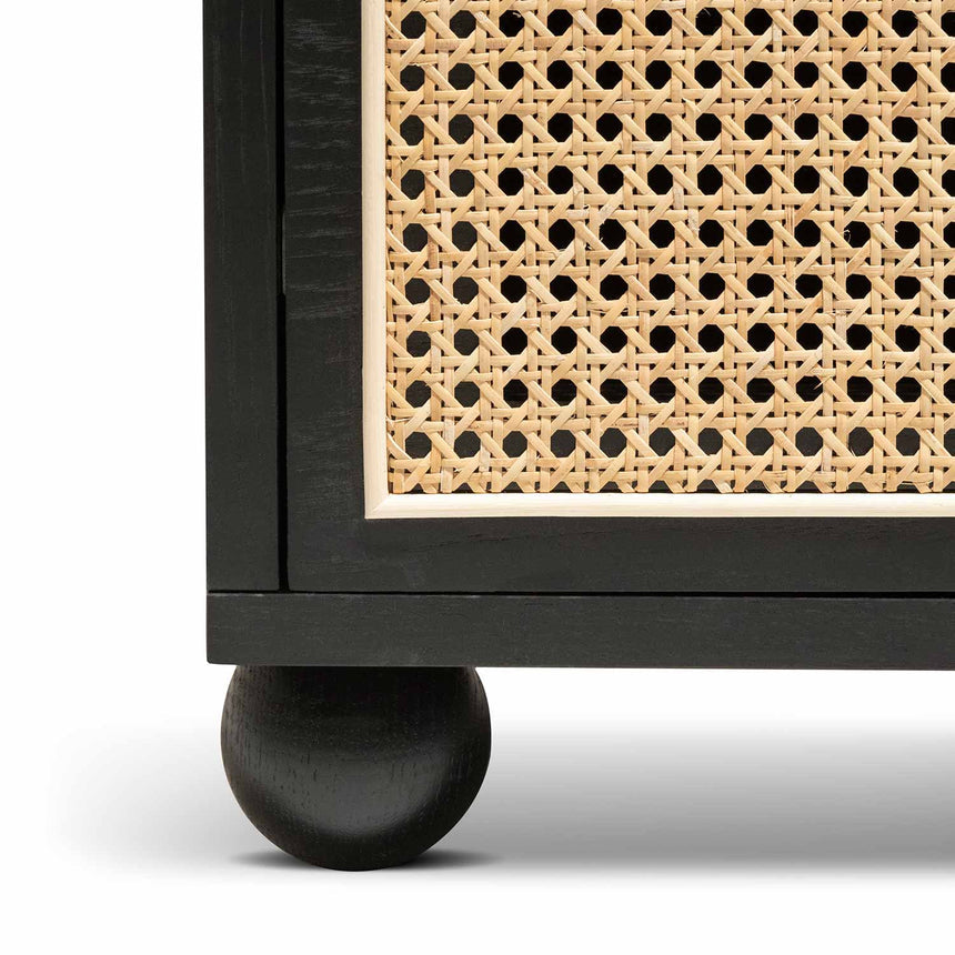 Wooden Side Table with Rattan Front | Black | Myka Home - View 6