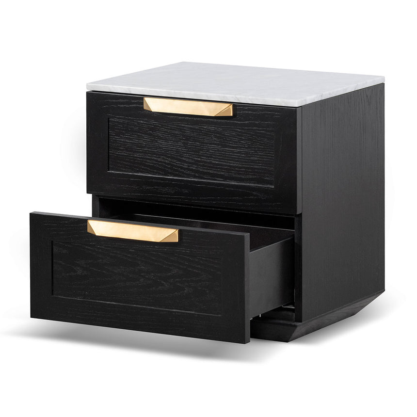 Bedside Table | Black with Marble Top | Myka Home - View 3